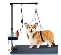 SHELANDY Foldable Pet Grooming arm with clamp for Large and Small Dogs - 35 inch Height Adjustable and Free Two No Sit Haunch Holder by Gravitis Pet Supplies (Black)