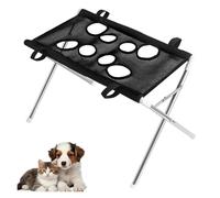 Foldable Pet Grooming Hammock with 8-Hole Anti-Escape Cat Harness & Triangular Iron Stand - Quick-Dry Polyester Mesh, 10kg Load Capacity, Ideal for Small to Medium Dogs and Cats