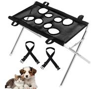 Foldable Pet Grooming Hammock With Triangular Iron Stand, 8-hole Anti-escape Cat Harness For Small Medium Dogs & Cats,detachable Pet Grooming Bed, Quick-Dry Polyester Mesh (10kg Capacity)(A)