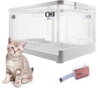 Foldable Pet Hair Dryer Box with Wheels, Large Transparent Drying Chamber for Cats & Small Dogs, Up to 22 lbs, Easy Home Movement, Low Noise Operation