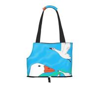 Foldable Pet happy white goose Shoulder Bag - Portable Travel Carrier for Small Dogs&Cats, Waterproof with Safety Clip