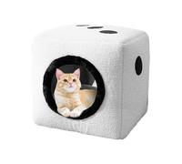 Foldable Pet House - Indoor Cat Dog Bed, Winter Plush Enclosed Cube | Soft Resting Sleeping Napping Bed, Portable Dice Shape Pet House For Cats Kittens Small Dogs