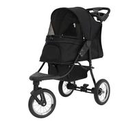 MonsterShop Foldable Pet Jogger Black Travel Stroller Small Medium Dog Cat Pushchair
