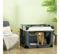 Foldable Pet Kitten Carrier Dog Travel Cage w/ Cushion for XS/S/M/L Dogs PawHut Grey 60cm