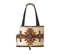 Foldable Pet Native American Patterns Shoulder Bag - Portable Travel Carrier for Small Dogs&Cats, Waterproof with Safety Clip