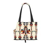 Foldable Pet Native American Totem Patterns Shoulder Bag - Portable Travel Carrier for Small Dogs&Cats, Waterproof with Safety Clip
