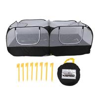 Foldable Pet Play Tent Portable Breathable Transparent Mesh Wall Pop Open Small Animal Playpen for Chicken Cat Dog Rabbit (Black)