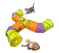 Foldable Pet Play Tunnel - 120cm Colorful, Crinkle Tube, Three Way Interactive Passage | Stimulating Cat Rabbit Puppy Activity Fun S xercise Indoor Play Access Exercise Entertainment