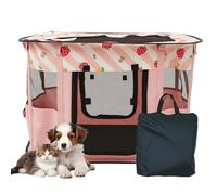 Foldable Pet Playpen,82.5x61.5x59.5cm Portable Cat Dog Playpen Tear Resistant Breathable Dog Cat Crate Tent with Storage Bag for Puppies Kittens Indoor Outdoor Camping Travel (Pink)