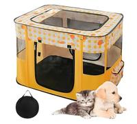 Foldable Pet Playpen For Cat, Portable Cat Pen And Pop Up Cat Crate For Travel With Carry Bag 600D Oxford Cloth Pet Tent For Small Pets Kittens Rabbits Indoor & Outdoor Camping(70x55x45cm, Yellow)