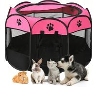 Foldable Pet Playpen - Portable, Soft Pop-Up Design for Dogs, Cats and Kittens - Breathable Mesh Fabric Cage - Lightweight and Indoor/Outdoor Use