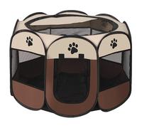 Foldable Pet Playpen with Storage Bag - Heavy-Duty Dog Playpen with Cover, Escape-Proof Kitten Cage & Portable Puppy Pen for Indoor/Outdoor Use (M,Brown)