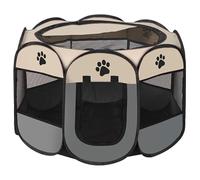 Foldable Pet Playpen with Storage Bag - Heavy-Duty Dog Playpen with Cover, Escape-Proof Kitten Cage & Portable Puppy Pen for Indoor/Outdoor Use (M, Gray)