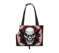 Foldable Pet Red and Black Evil Ghost Shoulder Bag - Portable Travel Carrier for Small Dogs&Cats, Waterproof with Safety Clip