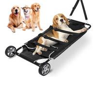 Foldable Pet Rescue Stretcher with Wheels, Veterinary Animal Transport Trolley for Dogs and Cats, Breathable Mesh Envelope Design, Emergency First Aid
