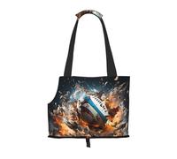 Foldable Pet Rugby on Fire Shoulder Bag - Portable Travel Carrier for Small Dogs&Cats, Waterproof with Safety Clip