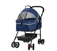 Foldable pet Stroller, 360° Universal Swivel Wheel, Double Brake, Portable pet Bag, Portable Dog, cat, Stroller (Blue)
