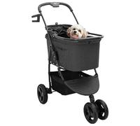 Foldable Pet Stroller Black 78x54x101 cm Polyester with Side Pockets, Bottom Storage Basket, Swivel Front Wheels, and Foot Lock