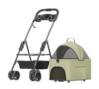 Foldable Pet Stroller Carriage Travel Cage Carrier Breathable Dog Pushchair Cart, Pet Dog Strollers for Small Medium Dogs, Pet Cat Stroller Separable Dog Pram with Cup Holder (Green)