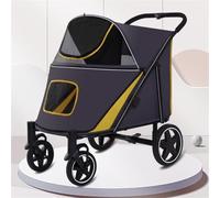 Foldable Pet Stroller Dog Pram Pushchair with Skylight 4 Wheels Cat Travel Cart Breathable Travel Carrier Pet Dog Pram Stroller(Color:B)