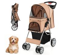 Foldable Pet Stroller for Dogs & Cats Adjustable Canopy Sturdy MDF & Iron Frame Comfortable Travel Cart 81 x 44.5 x 100.5 CM Ideal for Outdoor Use