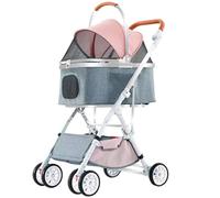 Foldable Pet Stroller for Dogs & Cats - Detachable Cabin, Folding Canopy, 360° Wheels, Front Mesh Window, Rear Brakes - Safe & Table Travel Solut