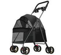 Foldable Pet Stroller for DogsRemovable Carrier 4Wheel Travel Design for Small Pets Ideal for Vet Visits & Outdoor Adventures (Black)