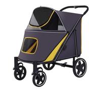 Foldable Pet Stroller for Large Dogs, 4-Wheel Design with Mesh Window, Ideal for Veterinary Visits and Outdoor Adventures, Convenient and Durable Pet Carrier