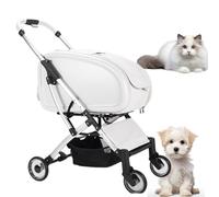 Foldable Pet Stroller for Small Dogs - All-Terrain Wheels & Rain Cover, Includes Storage Basket for Easy Travel and Outdoor Adventures