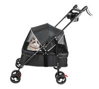 Foldable Pet Stroller for Small Dogs & Cats - Lightweight 4-Wheel Design, Compact & Durable, 50x70x95 cm, Perfect for Puppies and Kittens, Easy Travel & Storage, Black