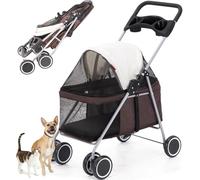 Foldable Pet Stroller for Small & Mum Dogs and Cats Lightweight Waterproof Design with STO ket & Cup Holder Perfect for Travel & Shopping