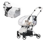 Foldable Pet Stroller, Lightweight Transparent Design for Easy Travel with Large Cats or Small Dogs