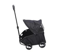 Foldable Pet Stroller with Canopy - 3-Step One-Hand Folding, 4-Wheel Cart for Small/Mum Dogs & Cats, Outdoor Use, Wearproof Ox Fabric (Black)
