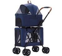 Foldable Pet Stroller with Mesh Window, Detachable Bag, Swivel Wheel and Foot Brakes for Safe and Easy Pet Transport