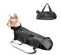 Foldable Pet Supply Cat Grooming Bag,Cat Restraint Bag Anti Scratch Bite Pet Fixed Bag for Claw Care,Nail Trimming,Administering Eye Drops, Ear Cleaner_M(Black)