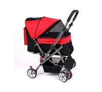 Foldable Pet Wagon - Dog Stroller/Cat Carrier with Wheels - Suitable for Dogs up to 25KG - Large Bottom Storage Basket-Lightweight Travel Cat Cage,Washable Cleaning Pad, Waterproof (Red)