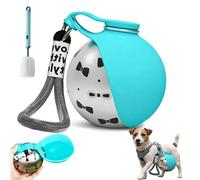 Foldable Pet Water Bottle for Travel, 2 in 1 Portable Dog Water Bottle, 10oz Dog Water Dispenser for Dogs on Walks, Stainless Steel Bottle & Silicone Bowl, for Small Dog Water Tumbler (Blue-A)