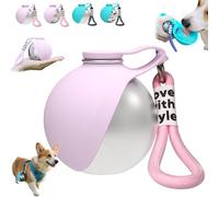 Foldable Pet Water Bottle for Travel,2-in-1 Portable Dog Water Bottle with Leak-Proof Stainless Steel Bottle&Silicone Bowl,One-Hand Operation for Small Dogs,Walking,Hiking,Camping (Pink)