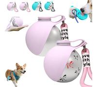 Foldable Pet Water Bottle for Travel,2-in-1 Portable Dog Water Bottle with Leak-Proof Stainless Steel Bottle&Silicone Bowl,One-Hand Operation for Small Dogs,Walking,Hiking,Camping (2*Pink+Print)