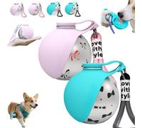 Foldable Pet Water Bottle for Travel,2-in-1 Portable Dog Water Bottle with Leak-Proof Stainless Steel Bottle&Silicone Bowl,One-Hand Operation for Small Dogs,Walking,Hiking,Camping (2*Pink+Blue Print)