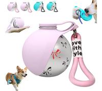 Foldable Pet Water Bottle for Travel,2-in-1 Portable Dog Water Bottle with Leak-Proof Stainless Steel Bottle&Silicone Bowl,One-Hand Operation for Small Dogs,Walking,Hiking,Camping (Pink+Print)