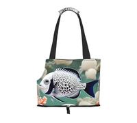 Foldable Pet White Tropical Fish Shoulder Bag - Portable Travel Carrier for Small Dogs&Cats, Waterproof with Safety Clip