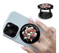 Foldable Phone Grip Holder with Head Skull Flower，Multi-Function Finger Grip Expanding Kickstand Self-Adhesive Circle Shape Collapsible Brackets Stand for Smartphones and Tablets