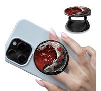 Foldable Phone Grip Holder with Japanese Koi Fish，Multi-Function Finger Grip Expanding Kickstand Self-Adhesive Circle Shape Collapsible Brackets Stand for Smartphones and Tablets