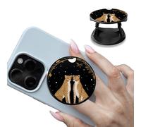 Foldable Phone Grip Holder with Moon Cheetah Cat,Multi-Function Finger Grip Expanding Kickstand Self-Adhesive Circle Shape Collapsible Brackets Stand for Smartphones and Tablets