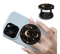 Foldable Phone Grip Holder with Moon Star，Multi-Function Finger Grip Expanding Kickstand Self-Adhesive Circle Shape Collapsible Brackets Stand for Smartphones and Tablets