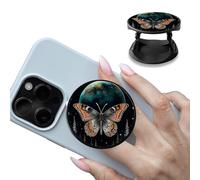 Foldable Phone Grip Holder with Moth Butterfly，Multi-Function Finger Grip Expanding Kickstand Self-Adhesive Circle Shape Collapsible Brackets Stand for Smartphones and Tablets