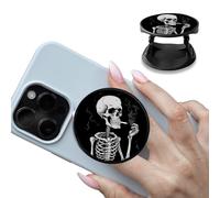 Foldable Phone Grip Holder with Smoke Skull，Multi-Function Finger Grip Expanding Kickstand Self-Adhesive Circle Shape Collapsible Brackets Stand for Smartphones and Tablets