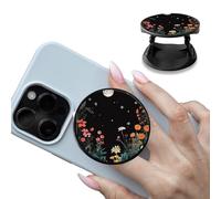 Foldable Phone Grip Holder with Wild Flower Moon，Multi-Function Finger Grip Expanding Kickstand Self-Adhesive Circle Shape Collapsible Brackets Stand for Smartphones and Tablets