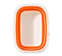 Foldable Picnic Basket | Portable Collapsible Storage Crate with Handle for Outdoor Camping Beach and Kitchen Organization | Space Saving PP+TPR Laundry Bin(Orange)